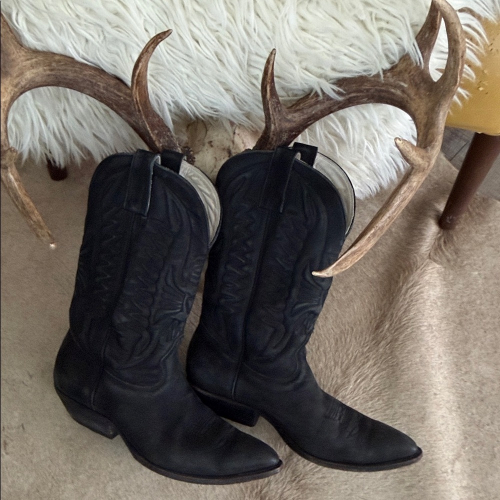 Don Quijote Black( unique )Suede/Leather Cowboy Boots ..Handmade in Mexico 🇲🇽